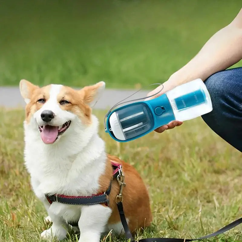 Gourde de Voyage 3-en-1 "Tout-en-Un" – Eau, Croquettes et Sacs de Propreté