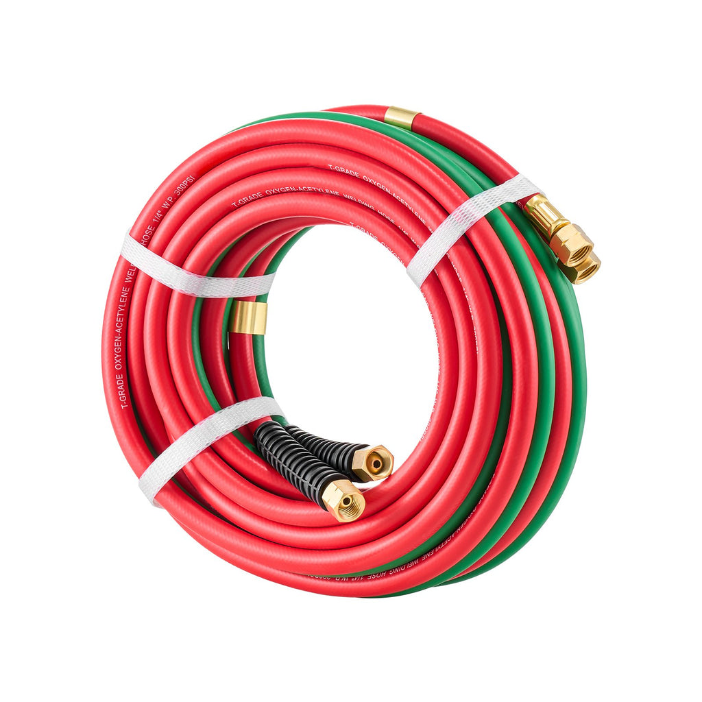 Oxygen Acetylene Hose, 1/4-Inch X 25FT 300PSI T Grade Welding Cutting Torch Twin Hose, Compatible With Oxygen, Acetylene and Propane