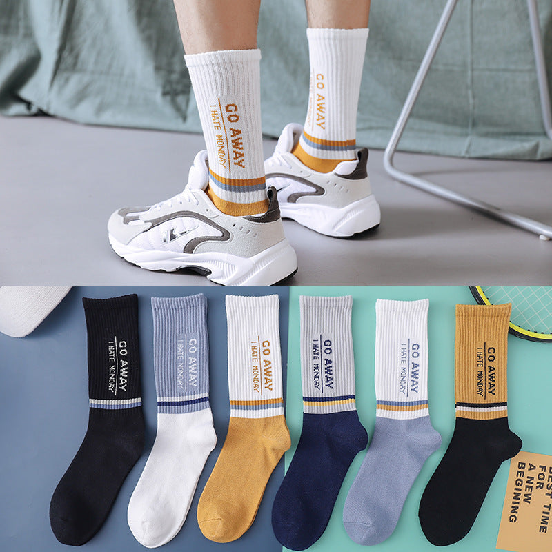 Mens Mid-calf Socks Breathable Sweat-absorbing
