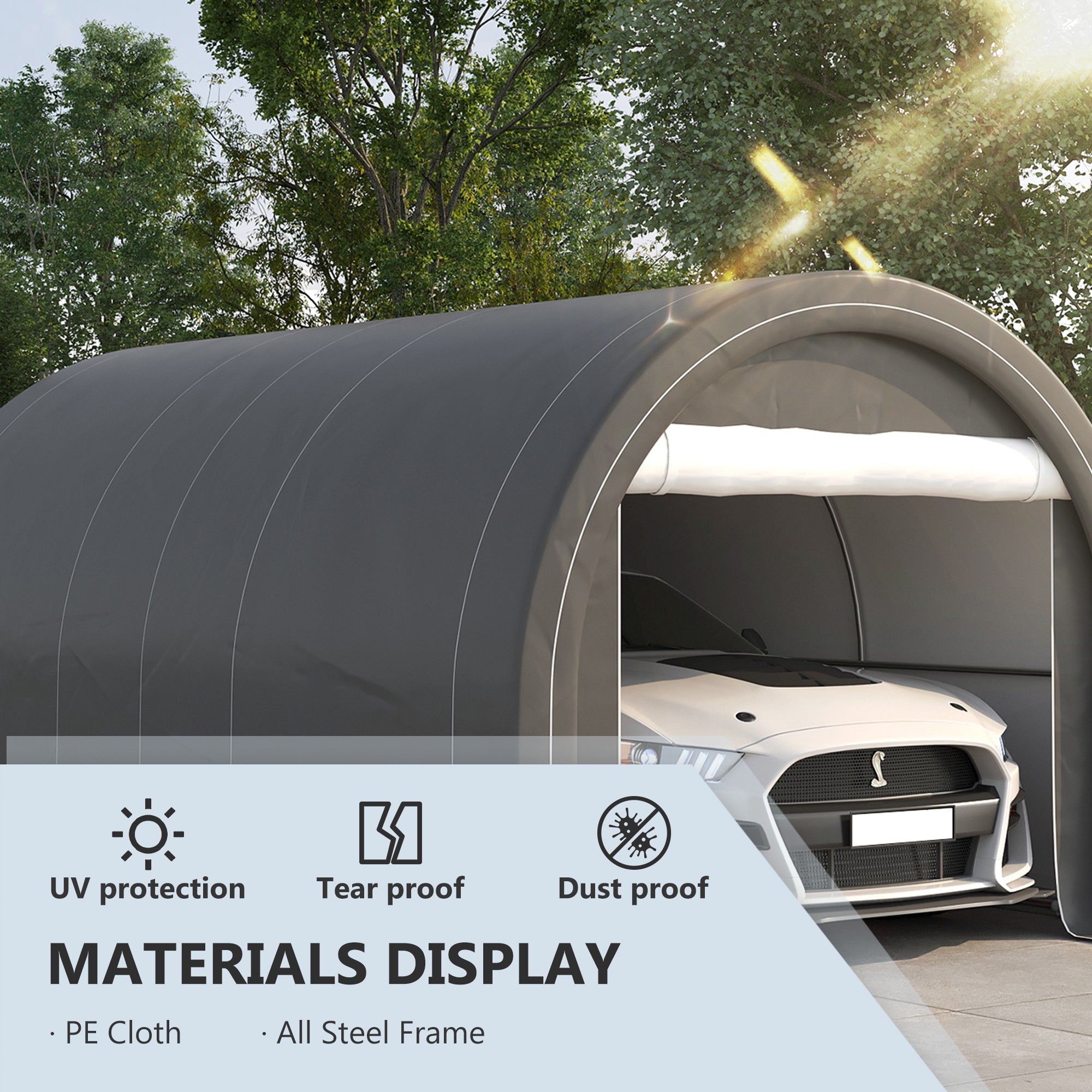 Abri d'Auto 10x16 FT Heavy Duty – Garage Portatif avec Sangles à Cliquet