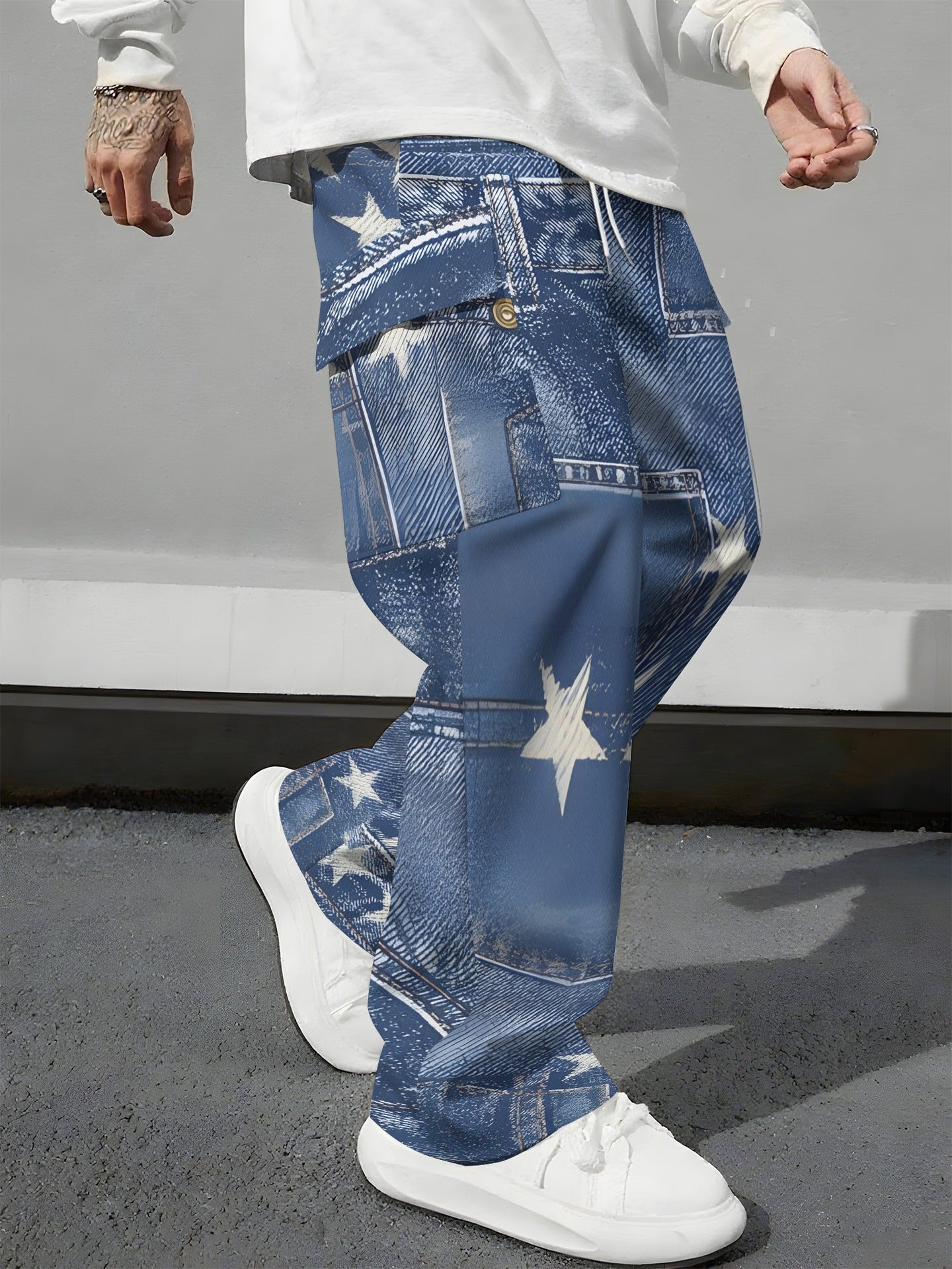 Pink Camo Cargo Pants Printed Design Trendy Casual Loose-Fit Versatile And Breathable Trousers