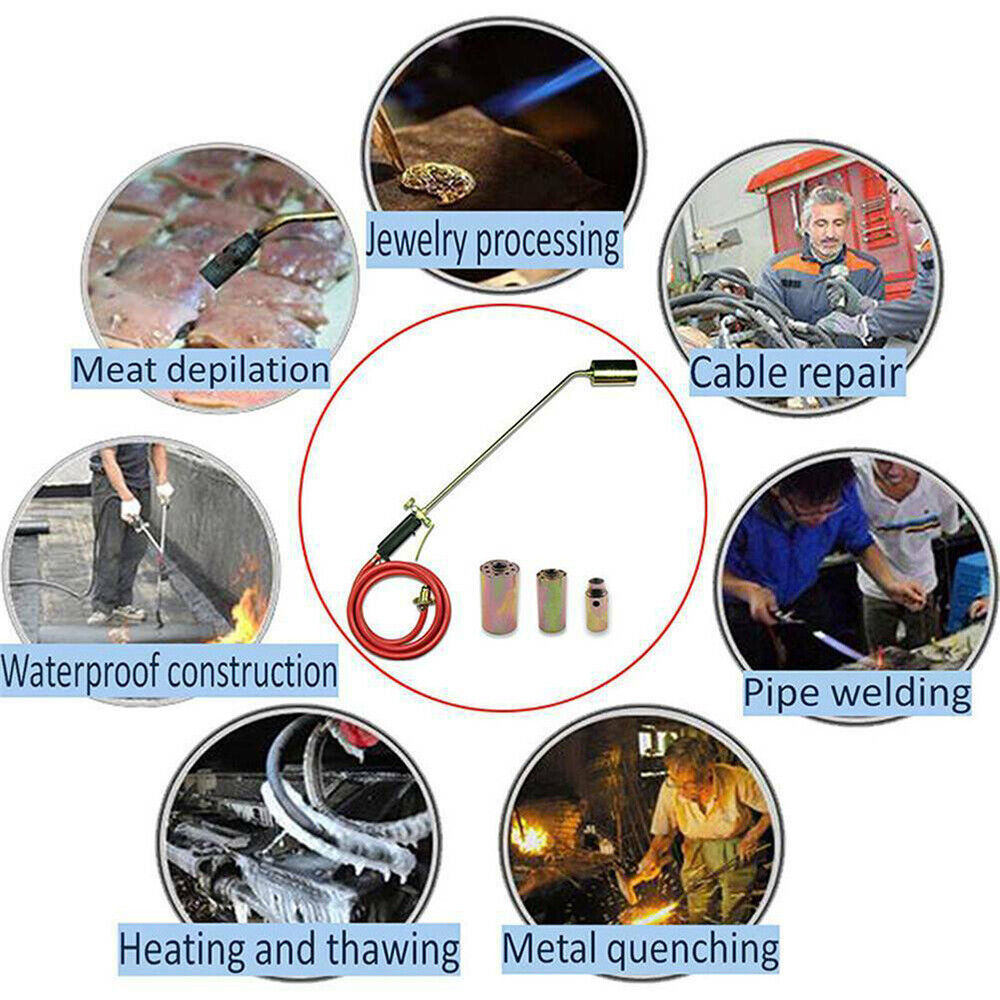Long Arm Propane Butane Gas Torch Burner Blow Kit Roofers Roofing Brazing-Hose