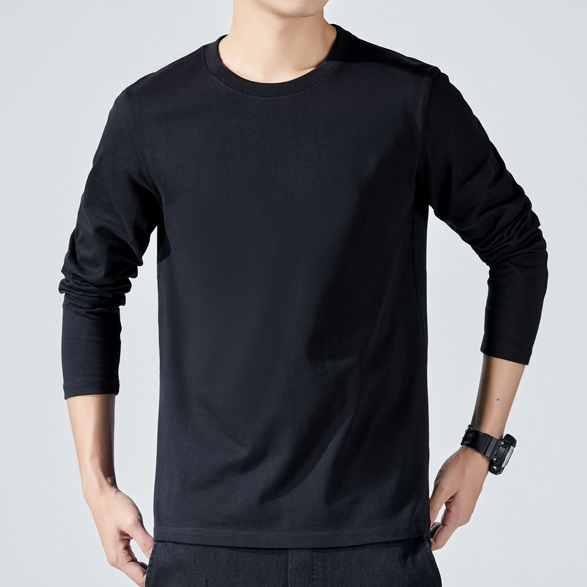 Mens Long sleeve Solid colorCotton T-shirt