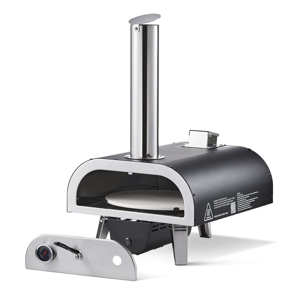 Dual Fuel Pizza Oven Outdoor, 12 In Wood Fire & Propane Gas Pizza Oven, Pellet & Propane Pizza-Maker For Outside Camping & Backyard