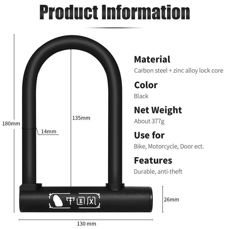 Bicycle U-lock anti-theft lock