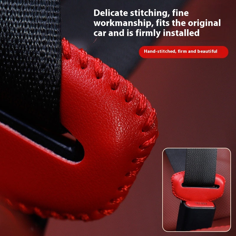 Car Safety Belt Bayonet Latch Protective Cover Seat Safety Belt Bump Proof Protective Leather Cover Interior Decoration