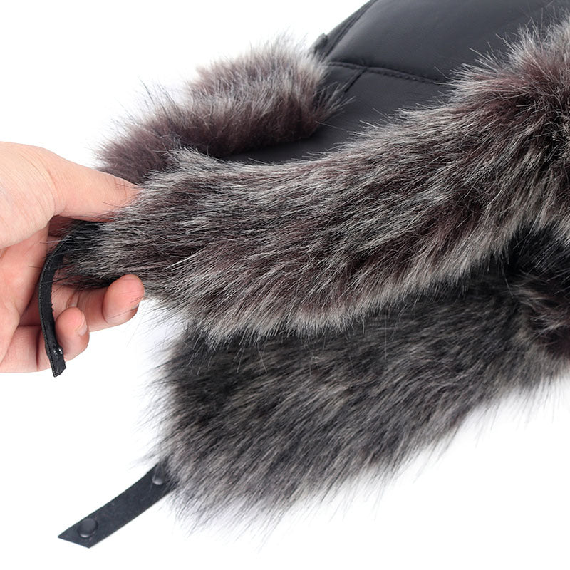 Fur leather hat