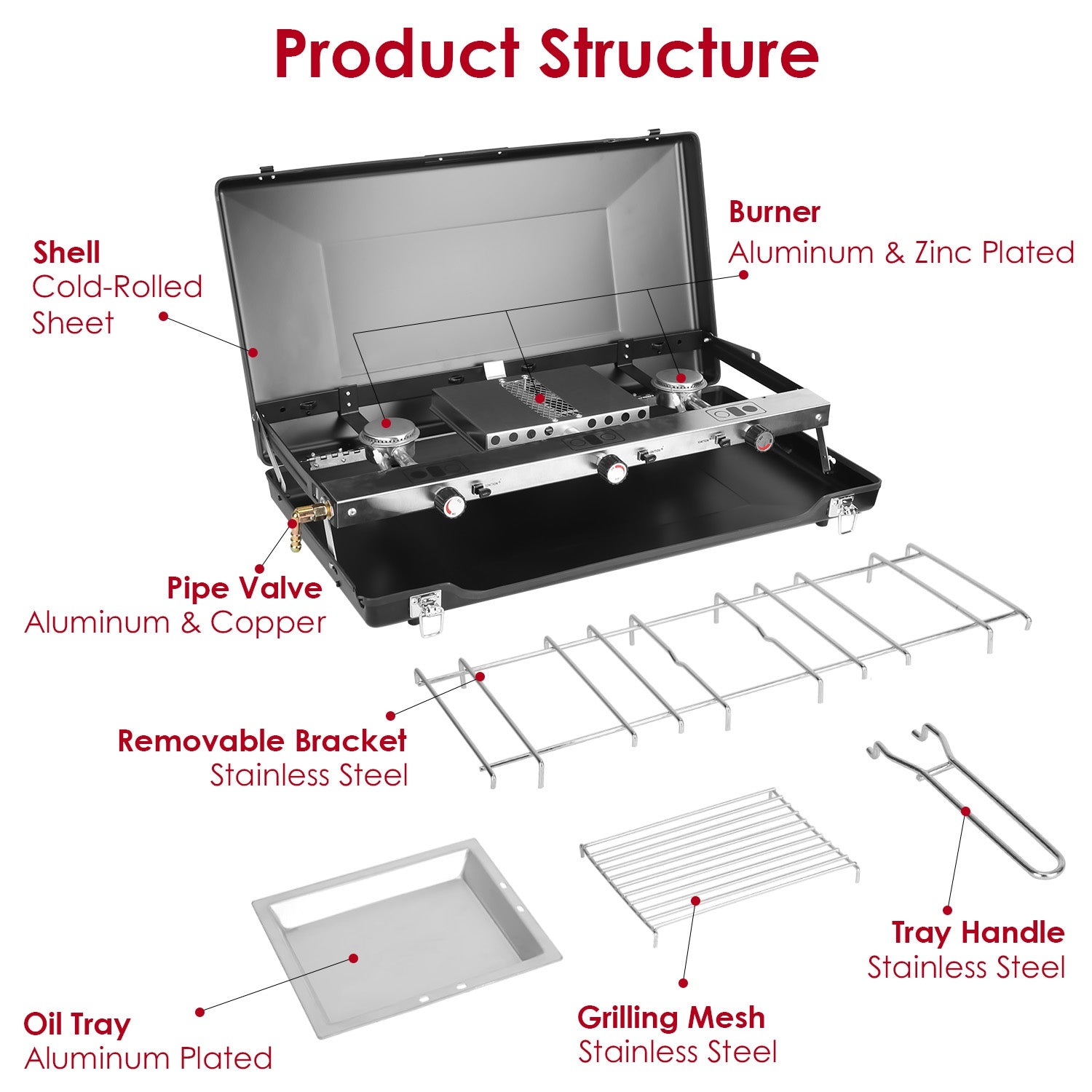 3 Burner Camping Stove 20000 BTU Outdoor