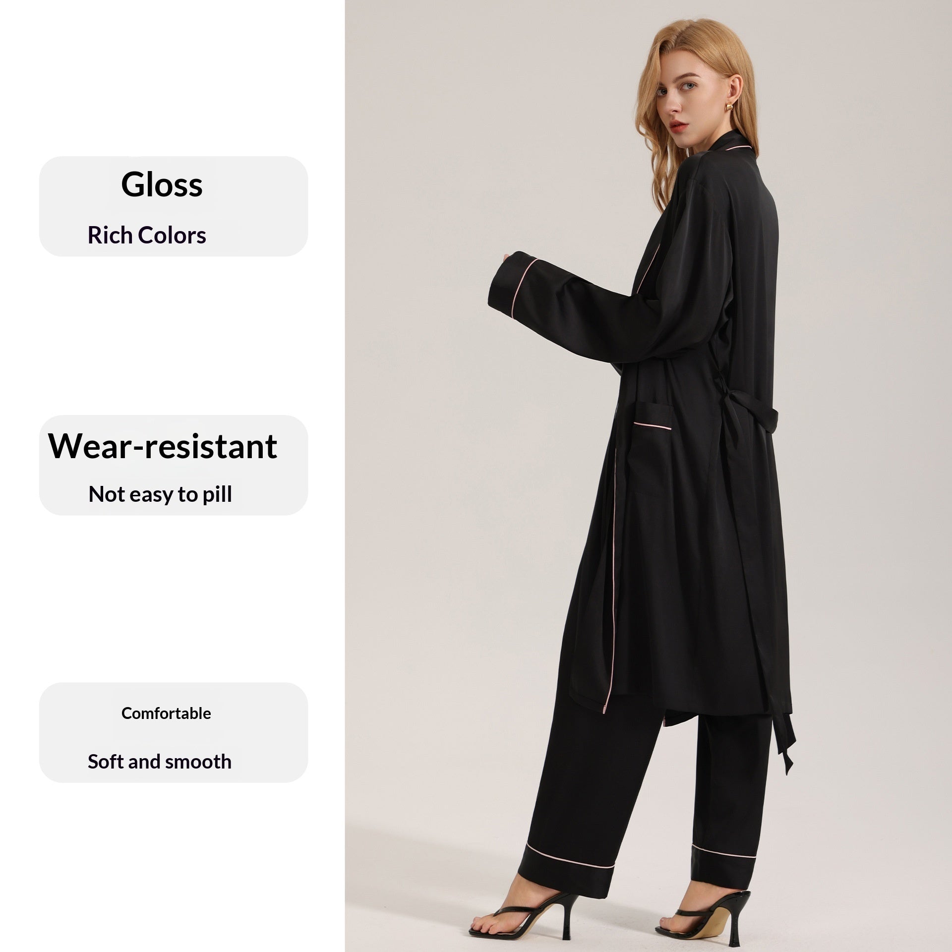 Women Spring Summer High-End Loungewear Long-Sleeve Robe