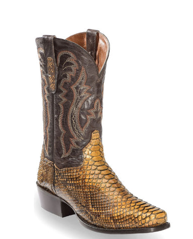 Mens Embroidered Pointed-Toe Patchwork Quilted Boots