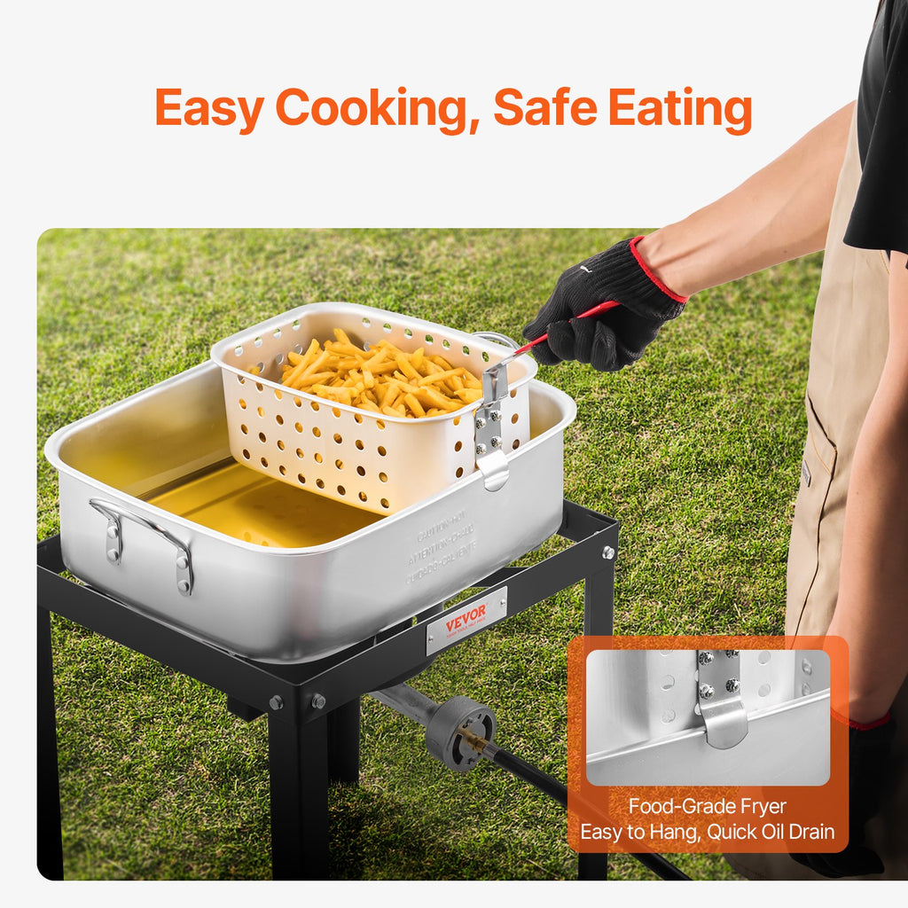 18 Qt Fish And Wing Fryer Aluminum Outdoor Propane Deep Fryer Kit With 2 Baskets