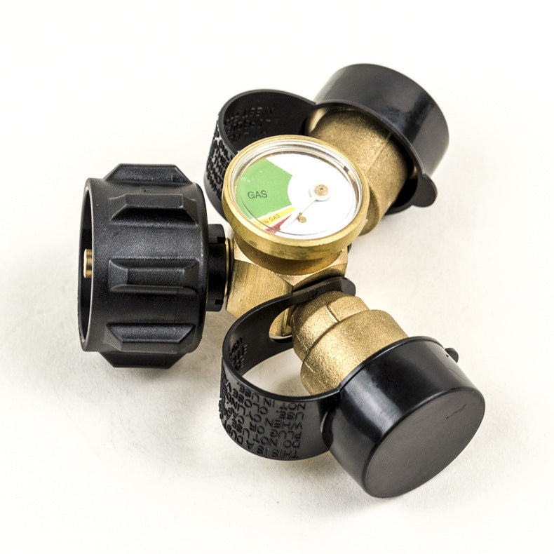 Propane Y-type QCC With Meter Quick Connector Pressure Gauge Body Tee Brass