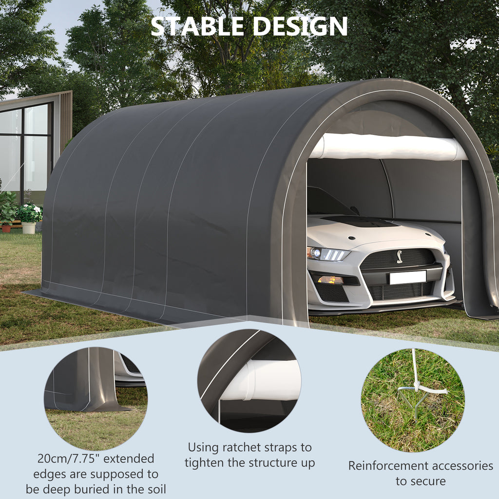 Abri d'Auto 10x16 FT Heavy Duty – Garage Portatif avec Sangles à Cliquet
