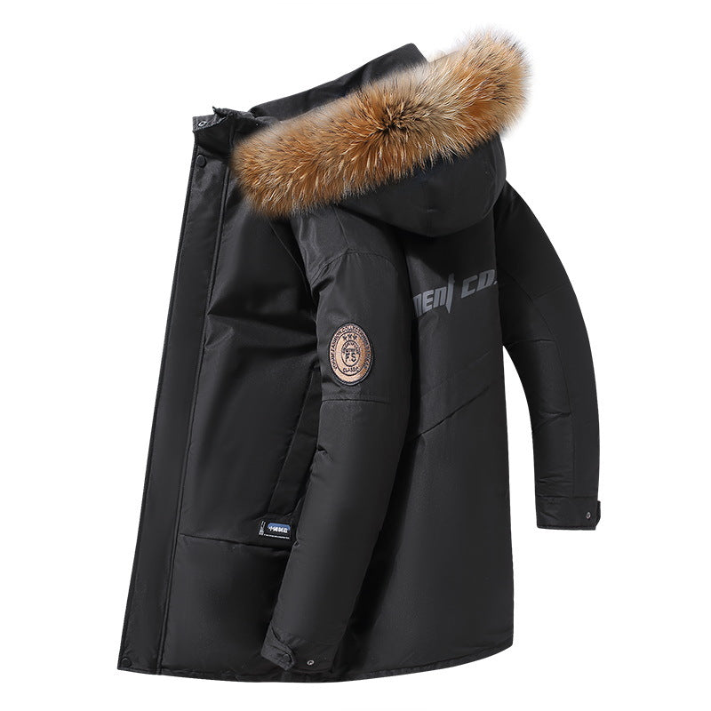 Manteau pour homme mi-longue épaisse en duvet de canard blanc