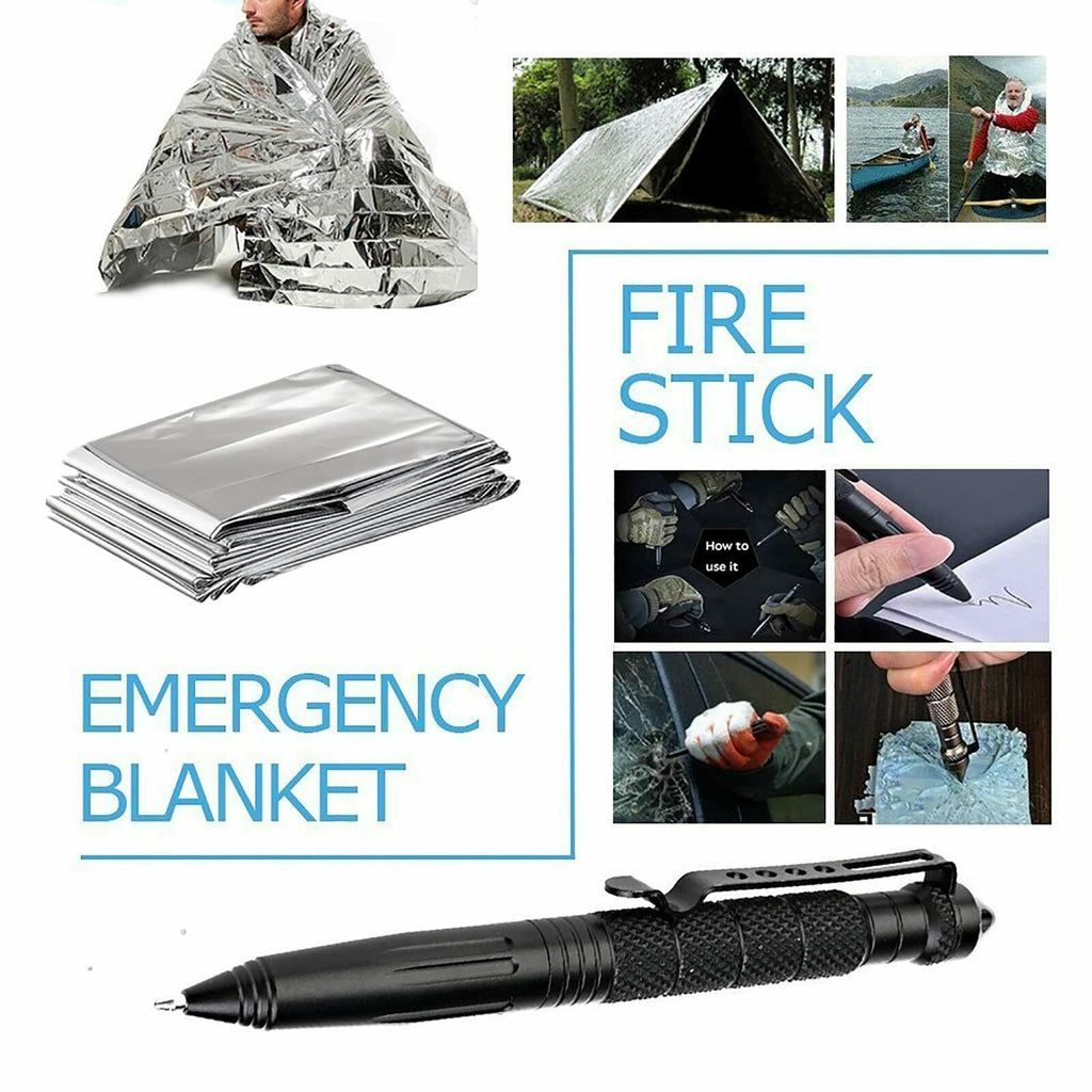 Trousse de Survie d'Urgence 14-en-1 – Kit Tactique Complet avec Boîtier Antichoc