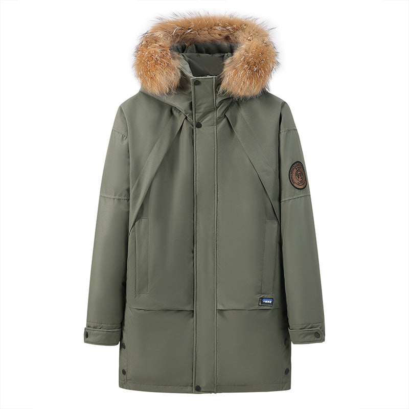 Manteau pour homme mi-longue épaisse en duvet de canard blanc
