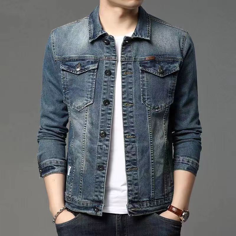 Mens Denim Jacket Korean-StyleHandsome And Slim-Fit