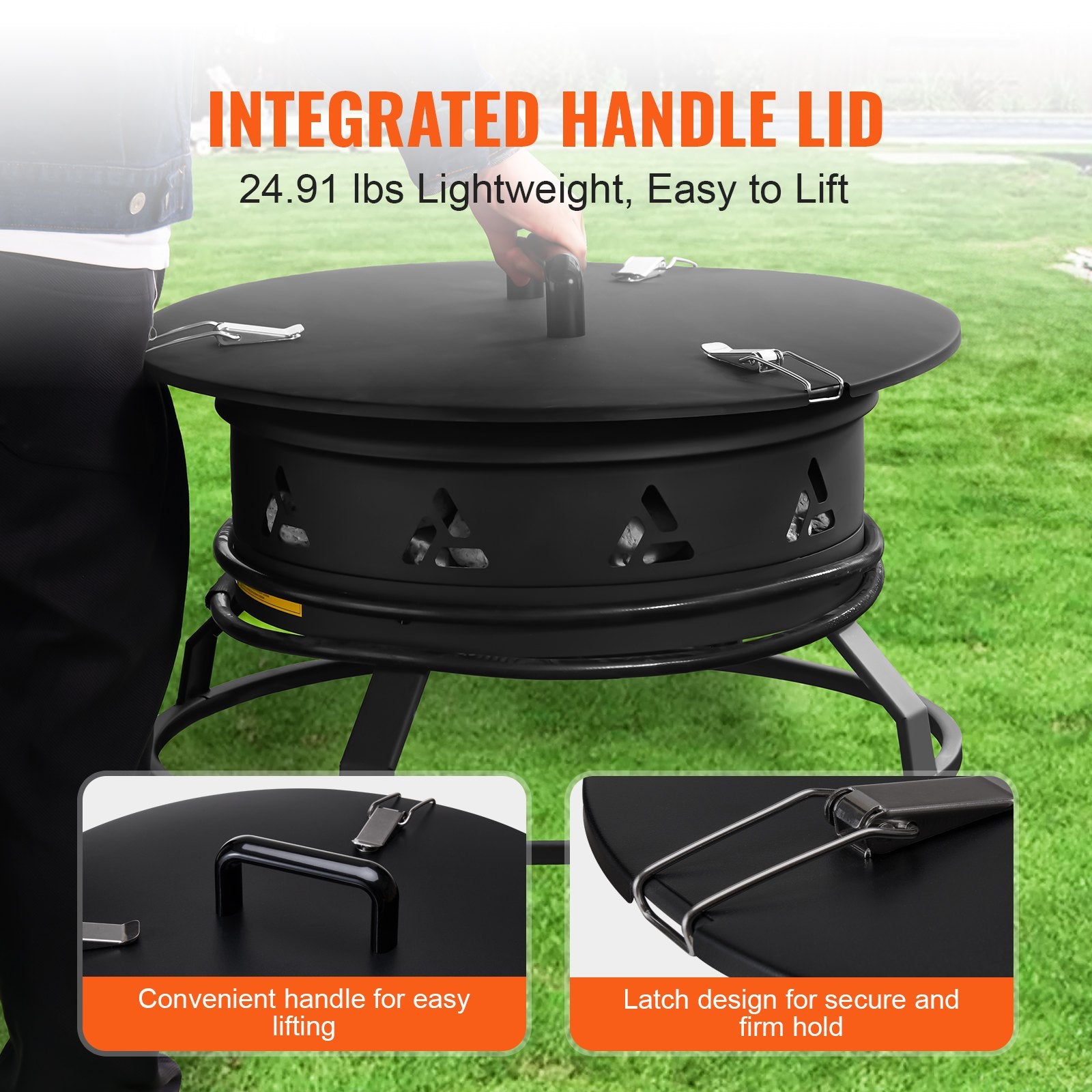 Propane Fire Pit 24” Outdoor Portable Gas Fire Pit For Heating 58000 BTU
