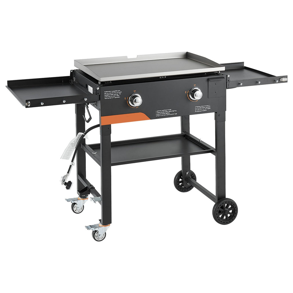 Gas Griddle, 2-Burner Flat Top Grill, With Wheels, 30000 BTU