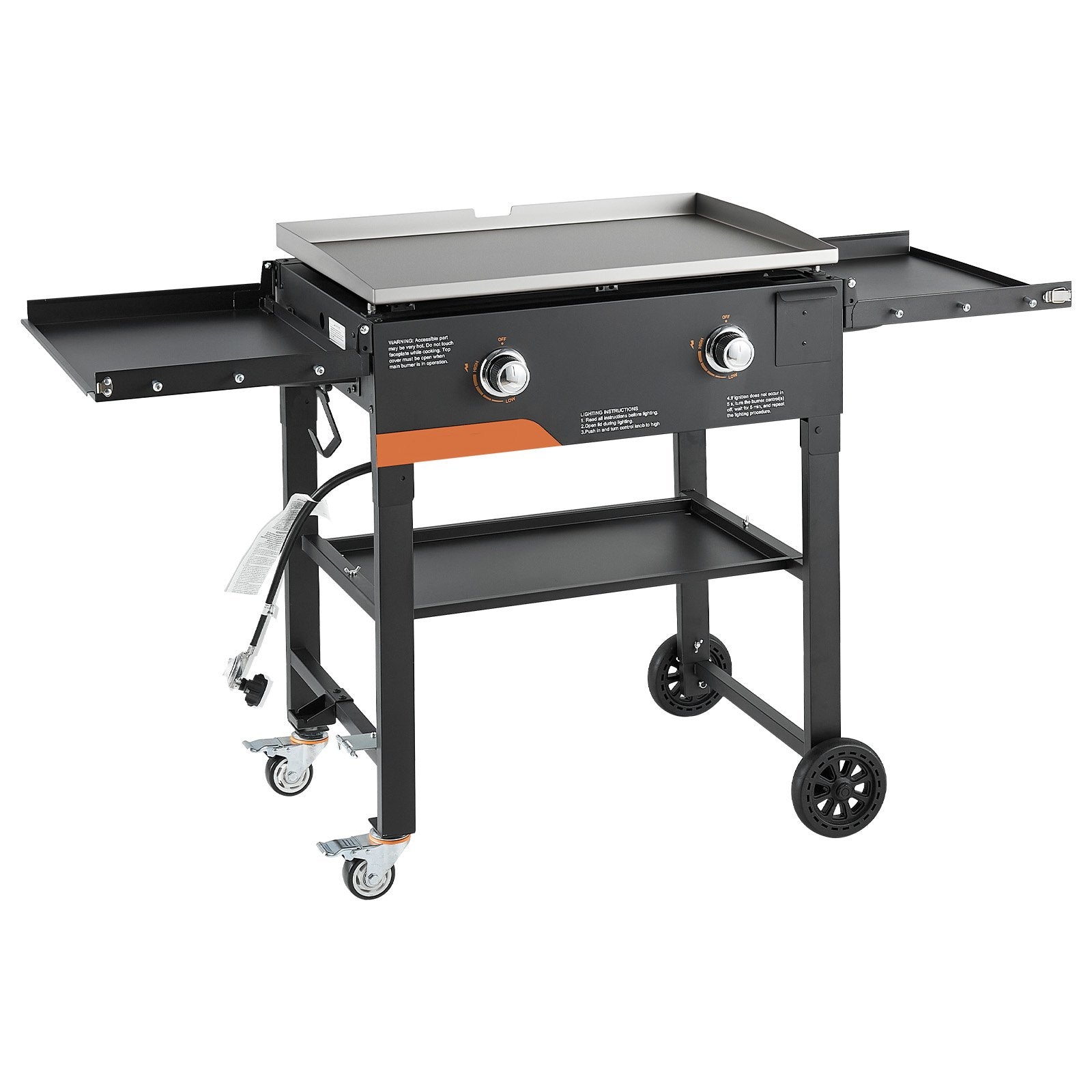 Gas Griddle, 2-Burner Flat Top Grill, With Wheels, 30000 BTU