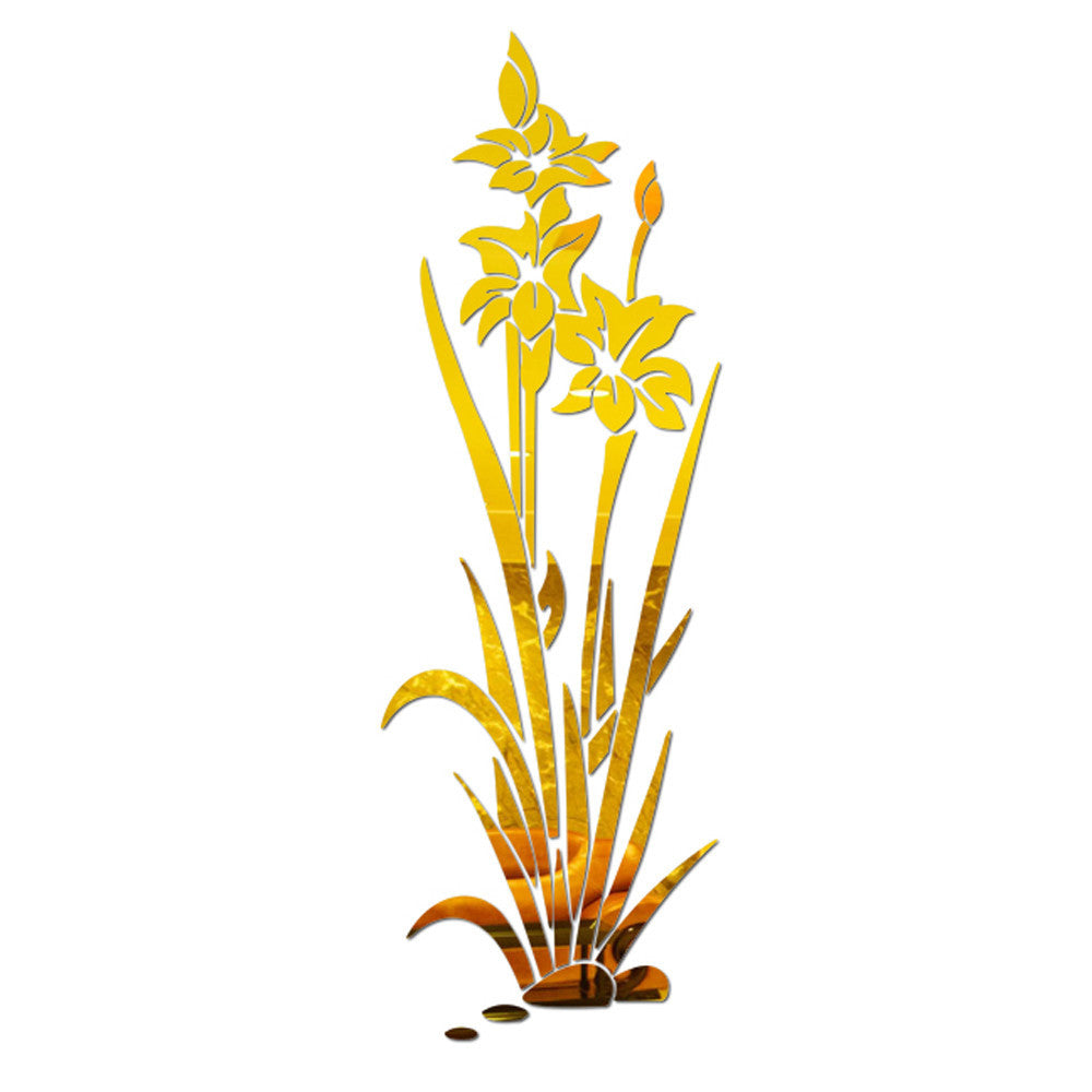 Miroir mural 3D autocollant en acrylique en forme de fleur ou de plante