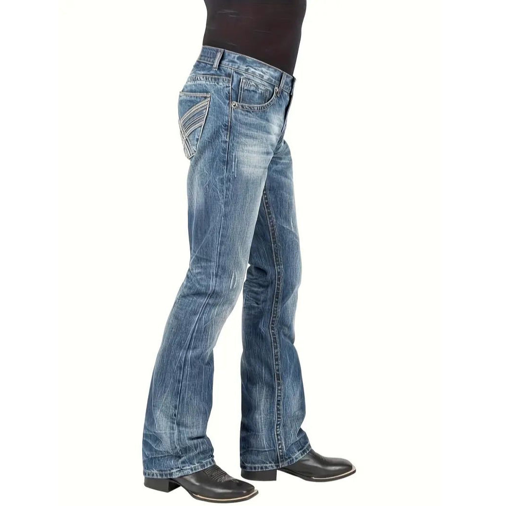 Mens Street-style Straight-leg Trendy Denim Jeans