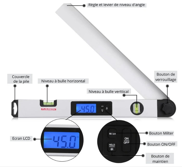 Digital Display Angle Meter  Level Infrared Angle Ruler
