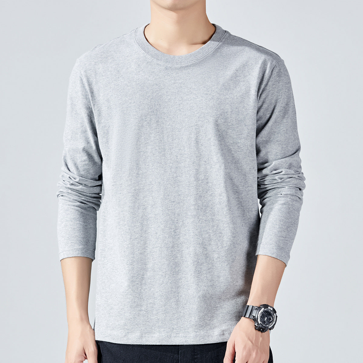 Mens Long sleeve Solid colorCotton T-shirt