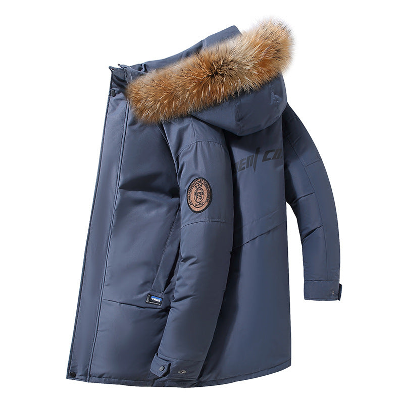 Manteau pour homme mi-longue épaisse en duvet de canard blanc