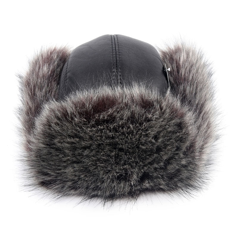 Fur leather hat