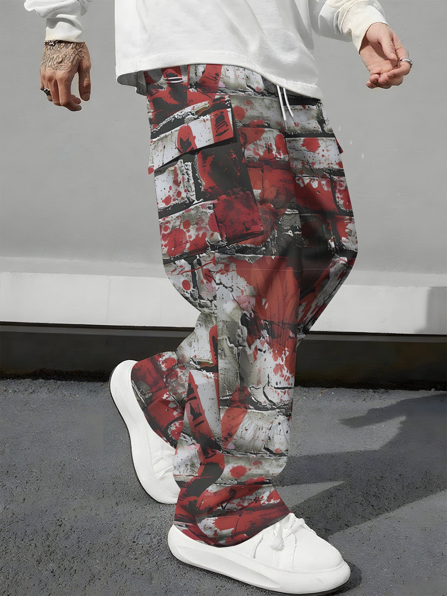 Pink Camo Cargo Pants Printed Design Trendy Casual Loose-Fit Versatile And Breathable Trousers