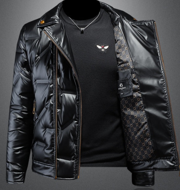 Jacket pour homme à col lustré en duvet de canard blanc