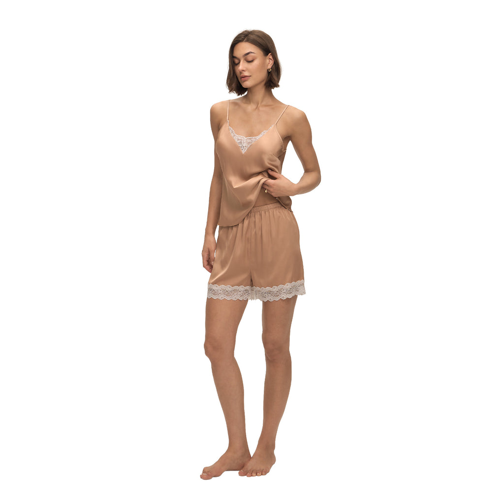Lace-Panel Solid-Color Sexy Jumpsuit With Suspender Shorts