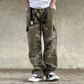 Mens American-style Streetwear Retro Loose Straight-fit Camouflage Work Pants