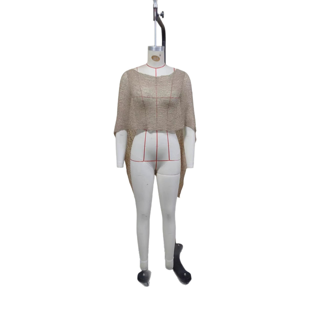 Round Neck Long Sleeve Slim Fit Pencil Skirt