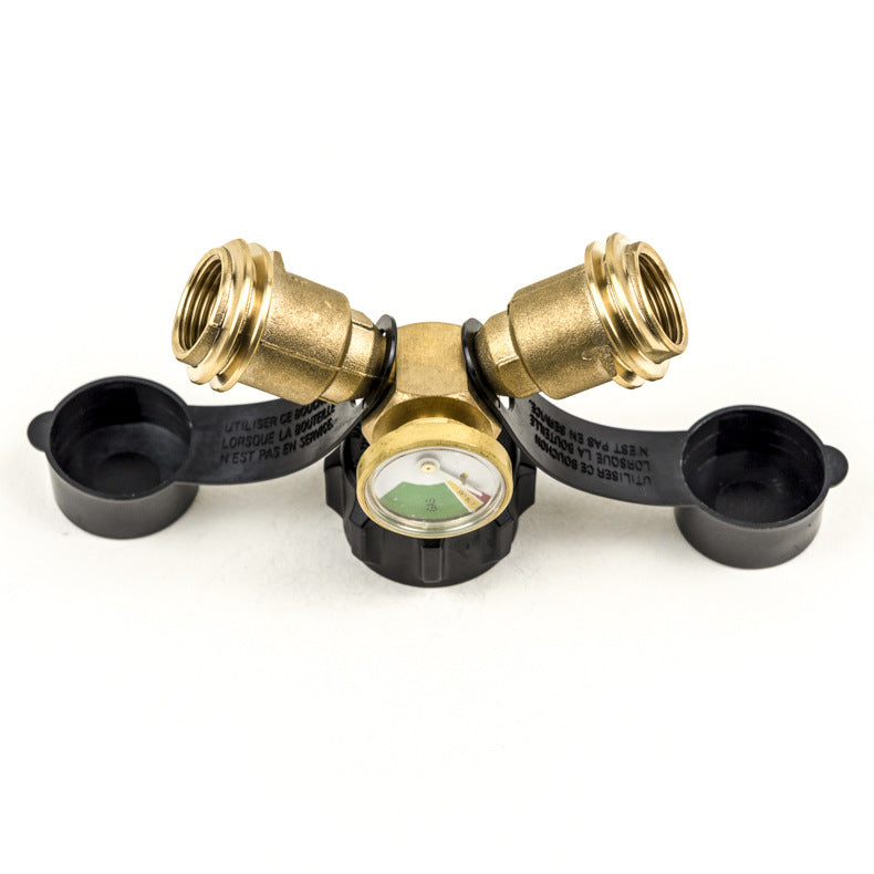 Propane Y-type QCC With Meter Quick Connector Pressure Gauge Body Tee Brass