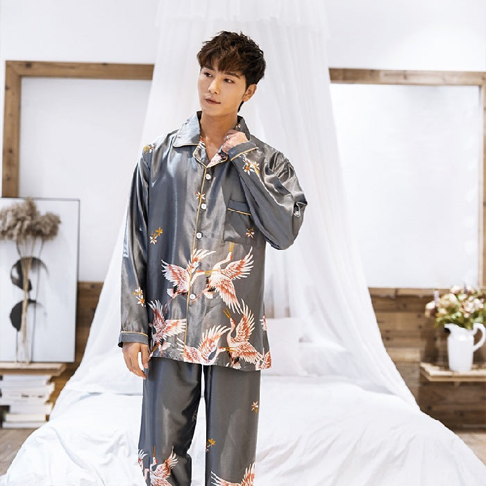 Casual Cardigan Unisex Long-sleeve Pajama Set