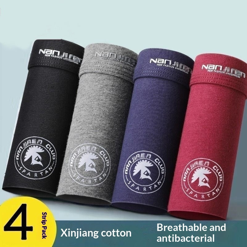 Pack Of 4 Mens Comfortable Breathable Cotton Boxer Briefs With  Prints