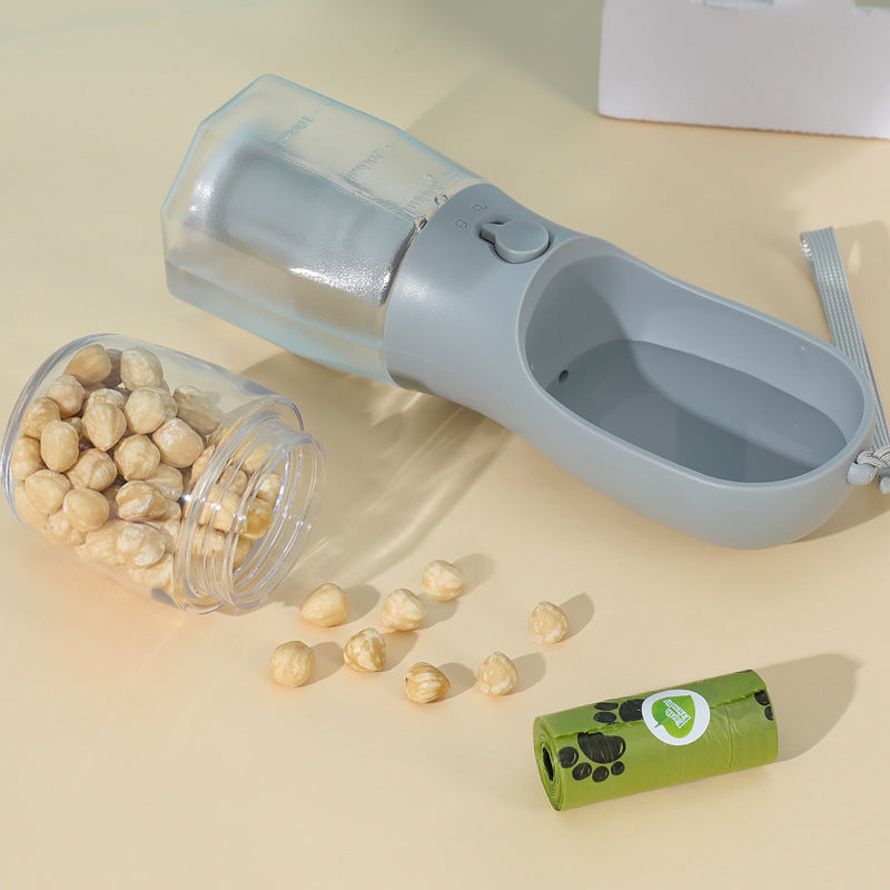 Gourde de Voyage 3-en-1 "Tout-en-Un" – Eau, Croquettes et Sacs de Propreté
