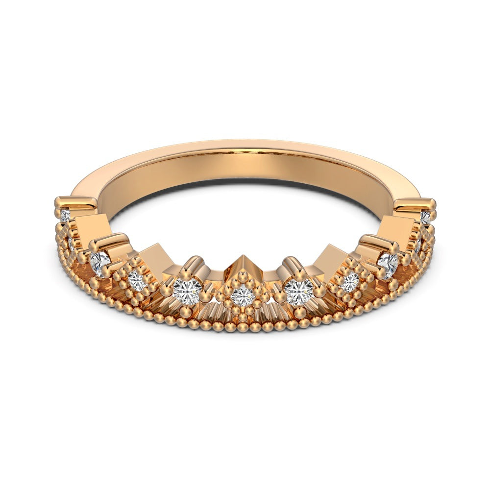 S925 Sterling Silver Men And Women Couple Rings Personality Fashion Round Zirconium Gang Drill Slim Ring Simple All-match