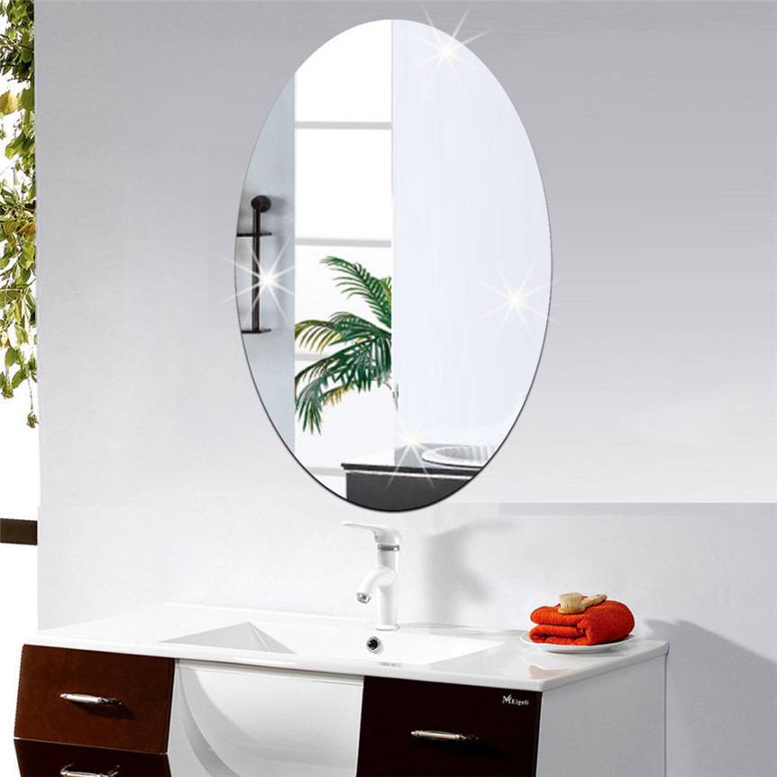 Miroir mural ovale autocollant en acrylique
