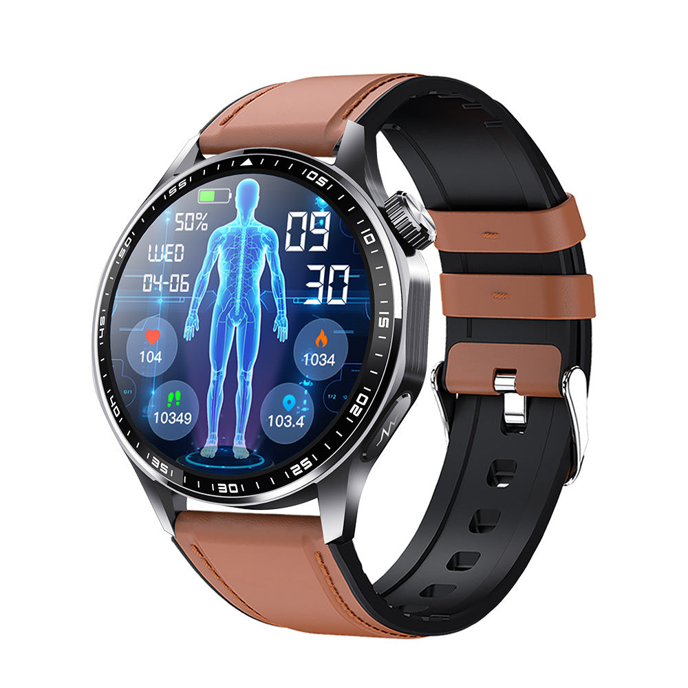 Montre F210 avec bracelet en cuir brun.