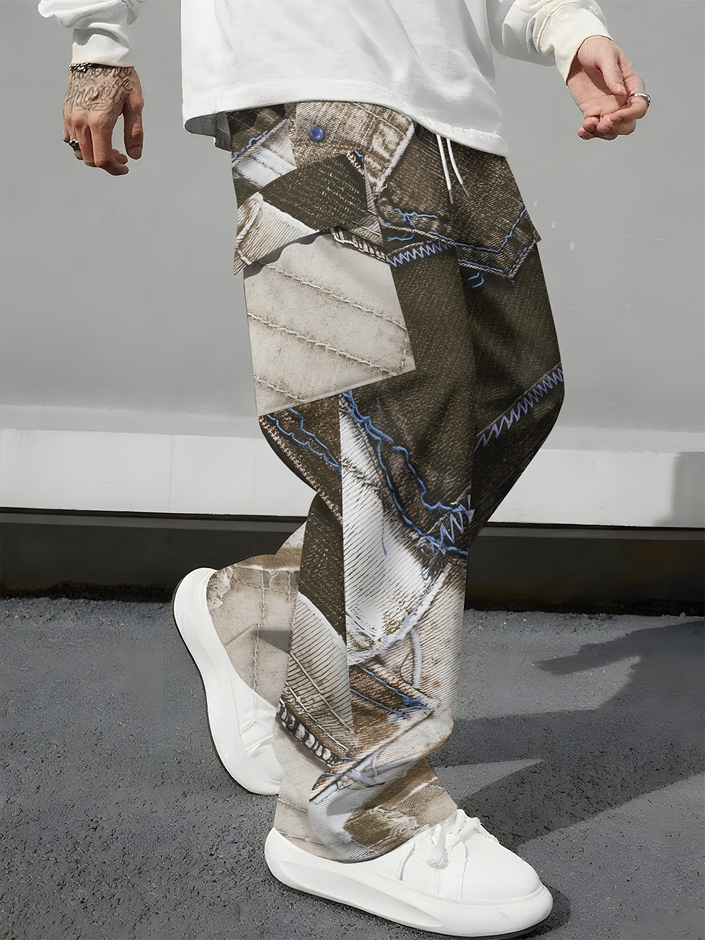 Pink Camo Cargo Pants Printed Design Trendy Casual Loose-Fit Versatile And Breathable Trousers