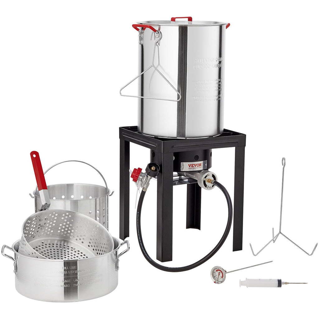Chicken and Turkey Deep Fryer, Outdoor Aluminum Seafood Frying Pot, 54,000 BTU Burner Propane Gas Boiler