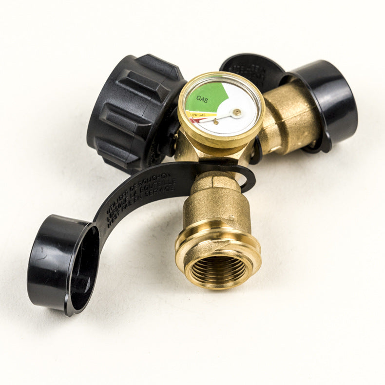 Propane Y-type QCC With Meter Quick Connector Pressure Gauge Body Tee Brass