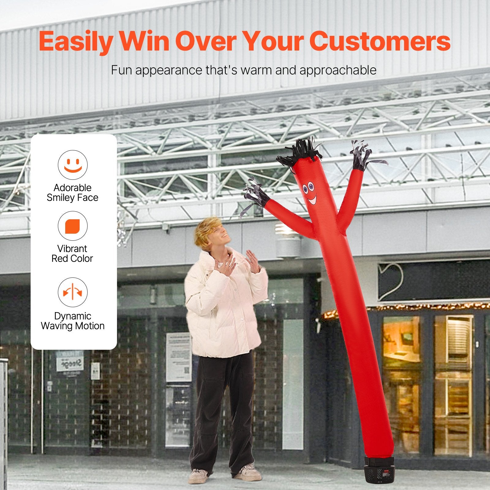 6 Ft Air Dancers Wacky Waving Inflatable Tube Man With 1/15 HP Blower Fan