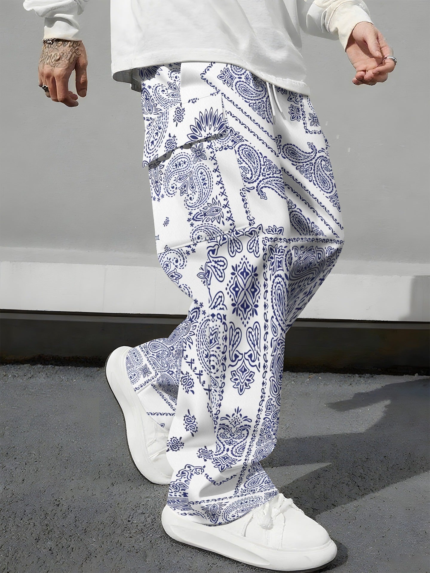 Pink Camo Cargo Pants Printed Design Trendy Casual Loose-Fit Versatile And Breathable Trousers