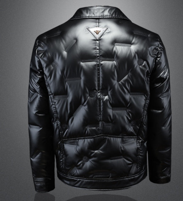 Jacket pour homme à col lustré en duvet de canard blanc