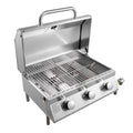 Outdoor Tabletop Gas Grill, 3-Burner Stainless Steel Portable Propane Grill, 22,500 BTU