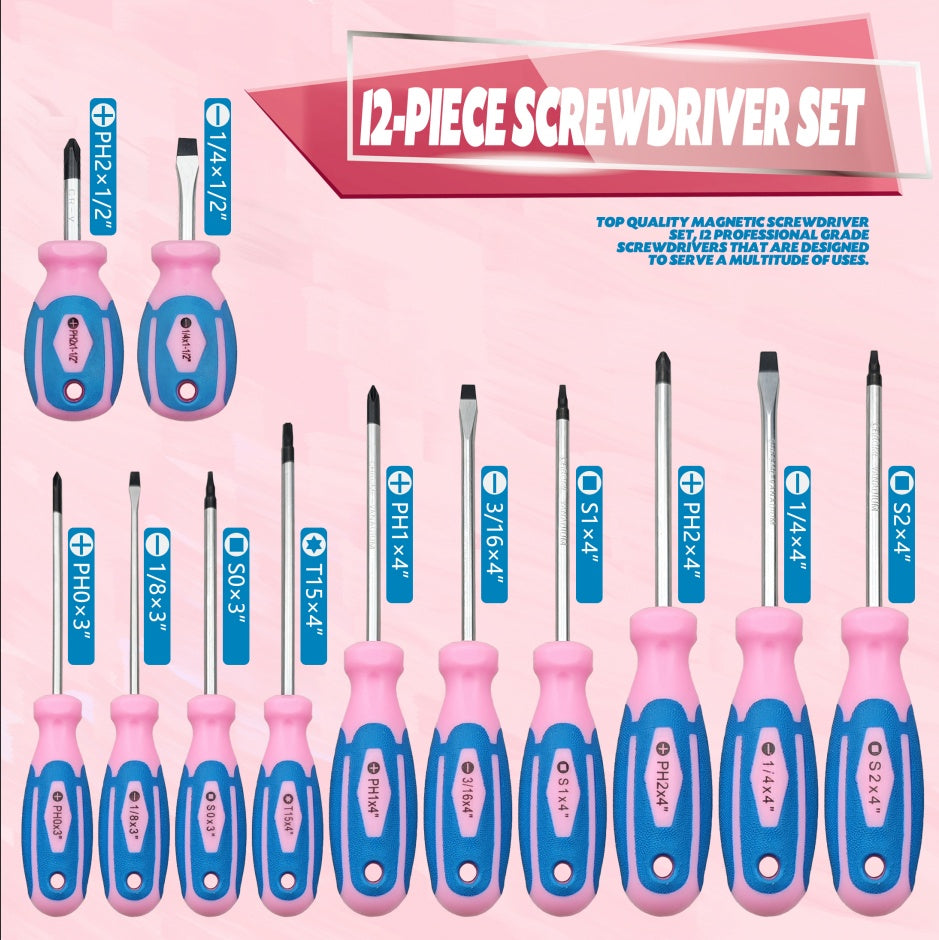 Jeu de 12 tournevis, outils ergonomiques de rénovation